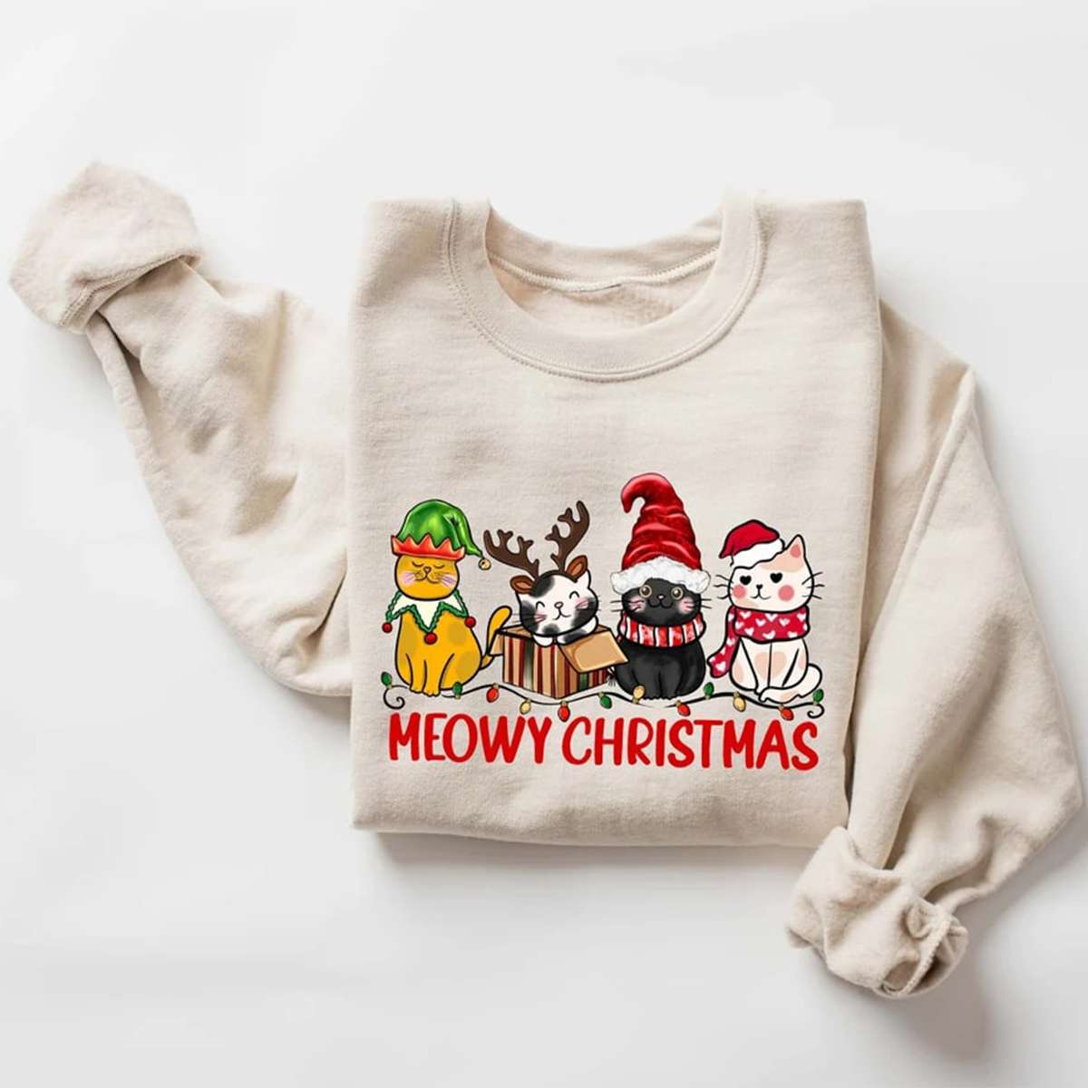Meowy Christmas Sweatshirt Happy Cat Year Shirt Funny Christmas Cat Shirt Meowy Christmas Sweatshirt Happy Cat Year Shirt Funny Christmas Cat Shirt