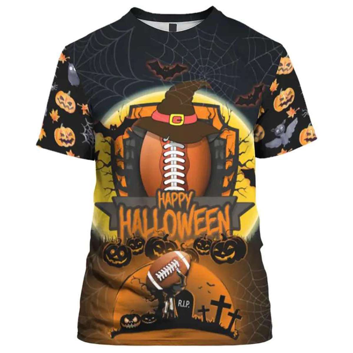 3D Halloween Football Spooky All Over Print T-Shirt, Funny Halloween Gift 3D Halloween Football Spooky All Over Print T-Shirt, Funny Halloween Gift