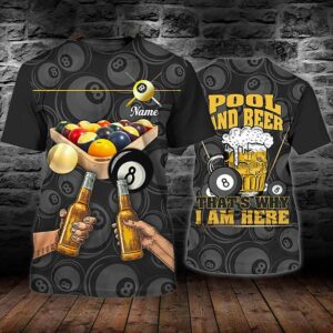 Personalized Pool and Beer Funny Billiards 3D Shirt