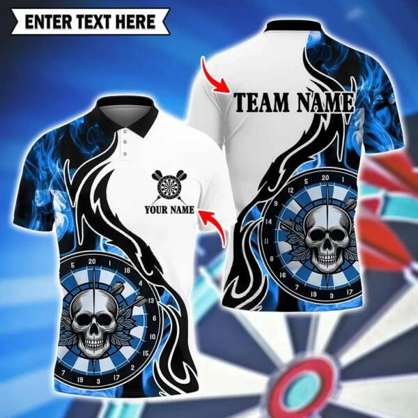 Dart Skull Smoke Multicolor Option Customized Name Team Name 3D Polo Shirt