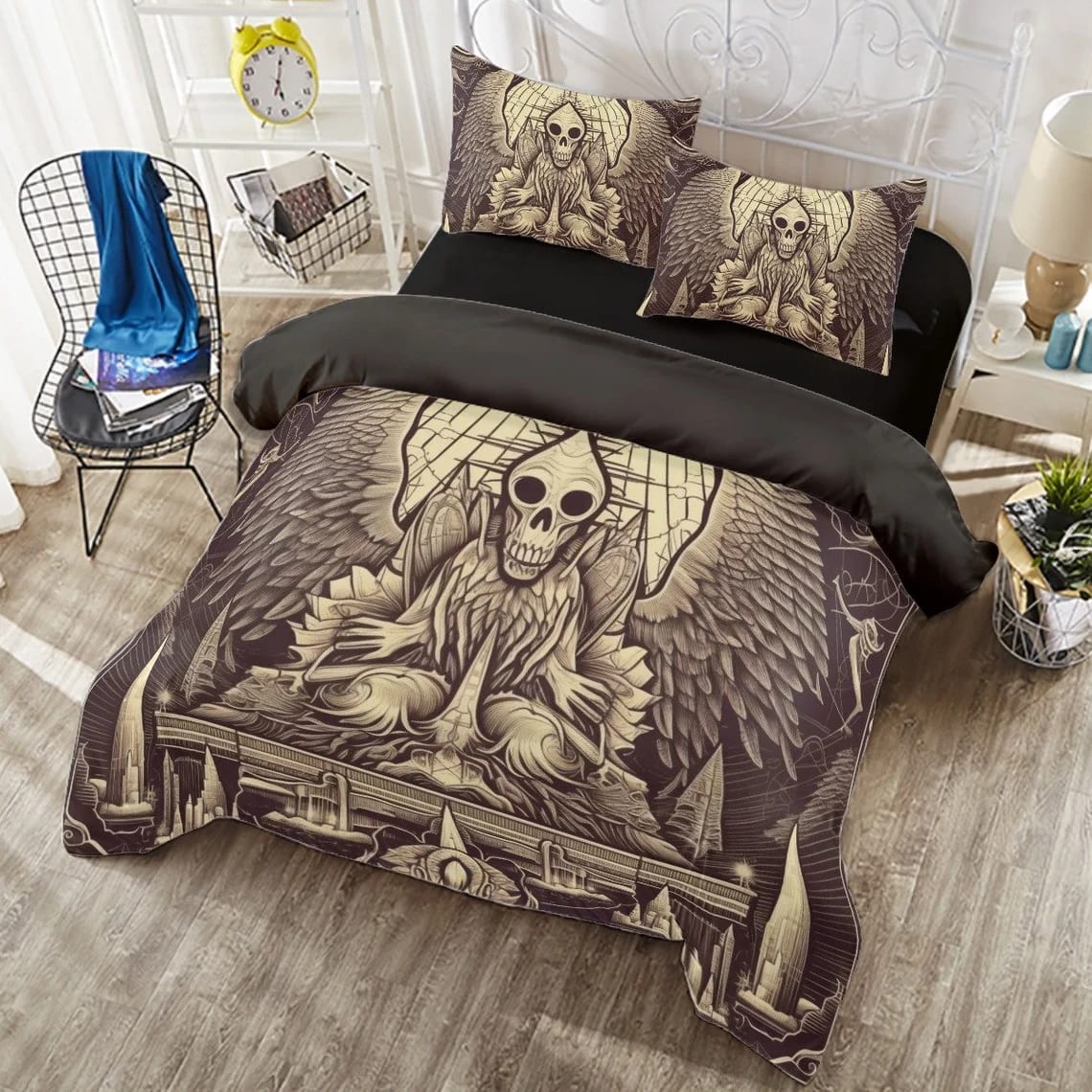 Skull Bedding Gothic Bed Spread Quilt Cover Set Bedroom Décor Bedding Set