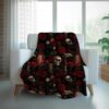 Sugar Skull Halloween Throw Blanket, Floral Skull Quilt Blanket, Day of the Dead, Halloween Home Decoration