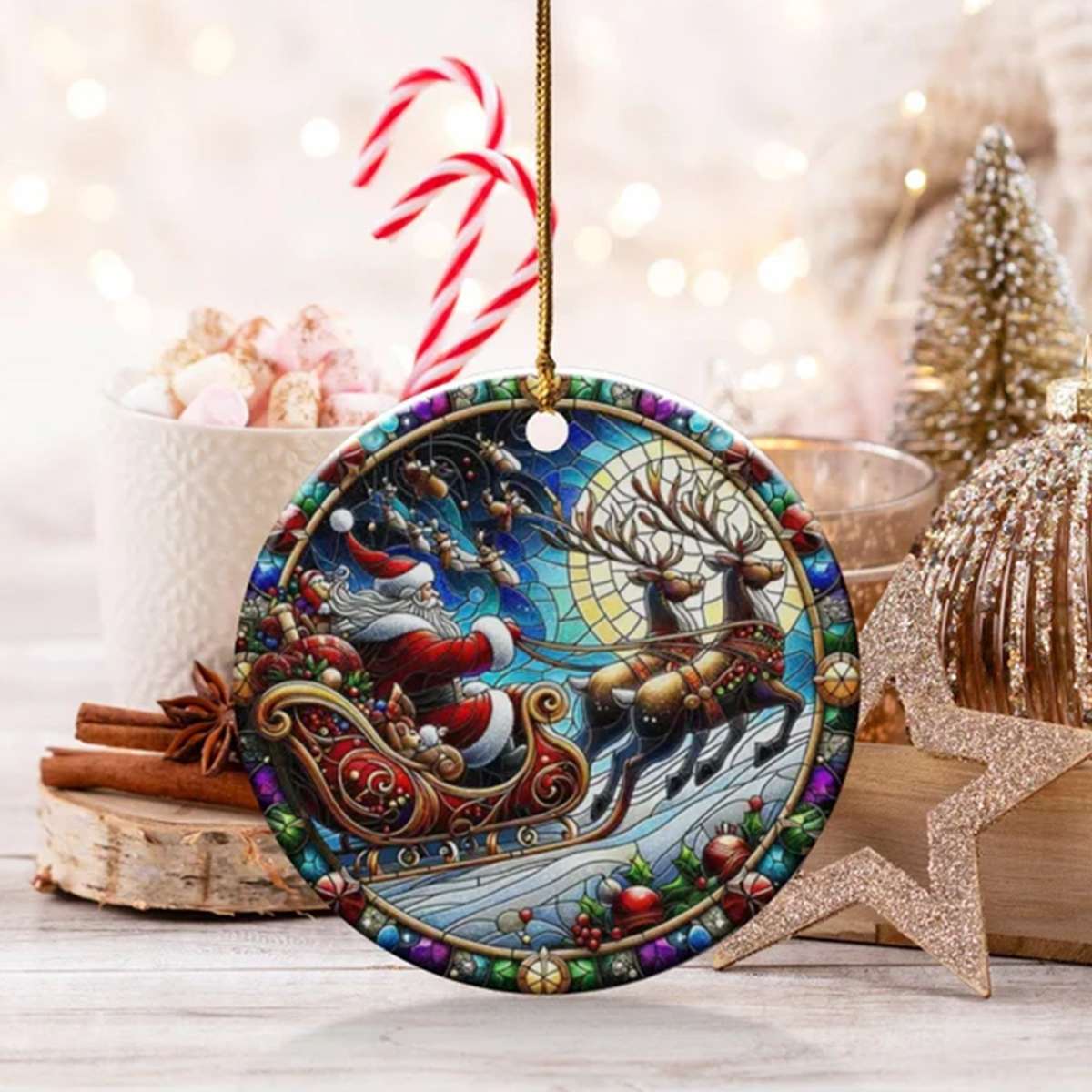 Christmas Ornament, Christmas Decoration, Holiday Gift Idea, Heirloom Keepsake, Round Ceramic Christmas Ornament, Christmas Decoration, Holiday Gift Idea, Heirloom Keepsake, Round Ceramic