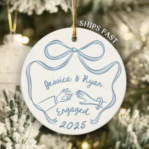 First Christmas Engaged Ornament, Personalized Engagement Gift for Couples, Christmas Ornament