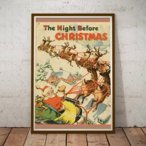 1941 Night Before Christmas Book Santa Claus Decoration Reindeer Poster