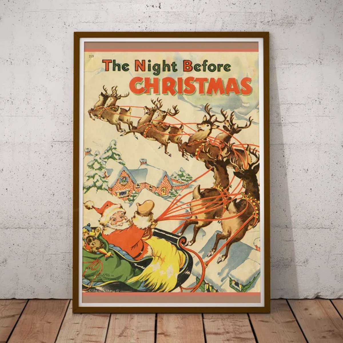 1941 Night Before Christmas Book Santa Claus Decoration Reindeer Poster 1941 Night Before Christmas Book Santa Claus Decoration Reindeer Poster