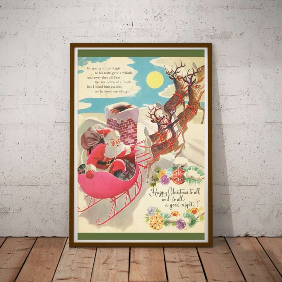 1949 Night Before Christmas Book Santa Claus Decoration Tree Back Cover Poster 1949 Night Before Christmas Book Santa Claus Decoration Tree Back Cover Poster