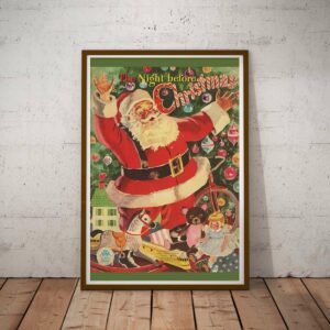 1949 Night Before Christmas Book Santa Claus Decoration Tree Poster