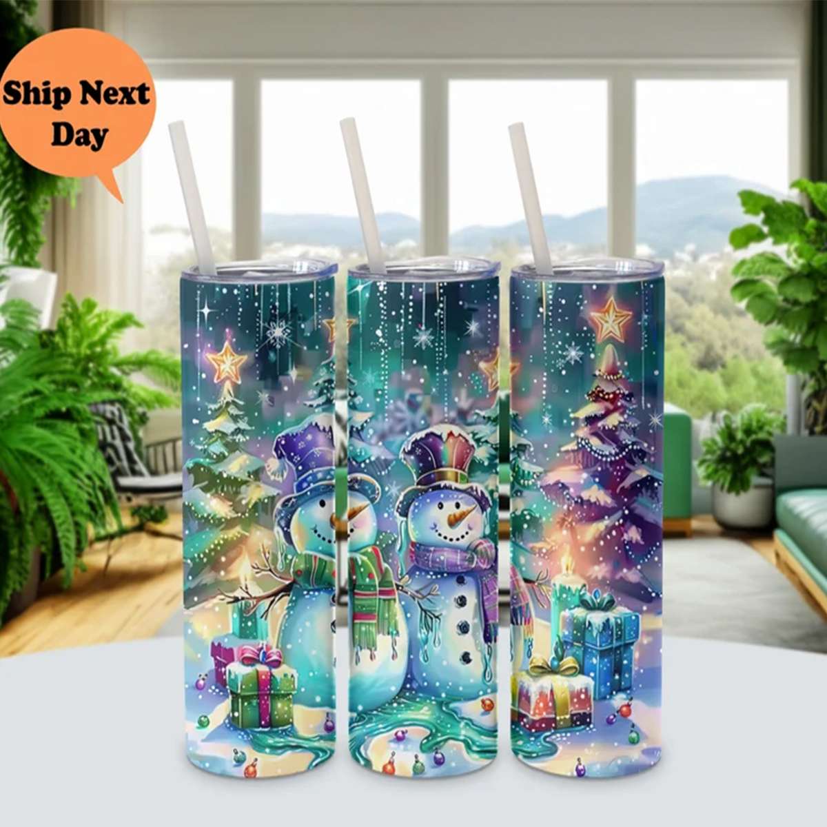 Christmas Snowman Tumbler, Snowman Winter Tumbler, Christmas Gift Tumbler