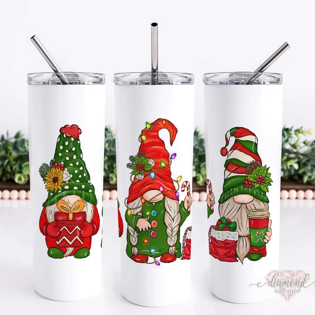 Gnome Tumbler, Gnome Christmas Tumbler, Gnome Coffee Cup, Christmas Coffee Cup