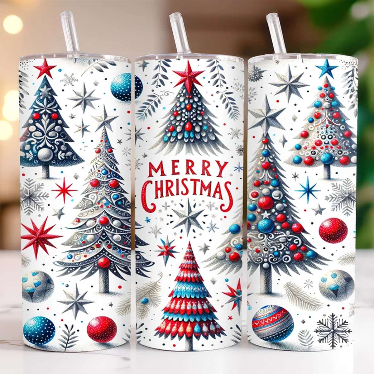 Merry Christmas Tumbler Wrap, Xmas Holiday Sublimation Design Tumbler