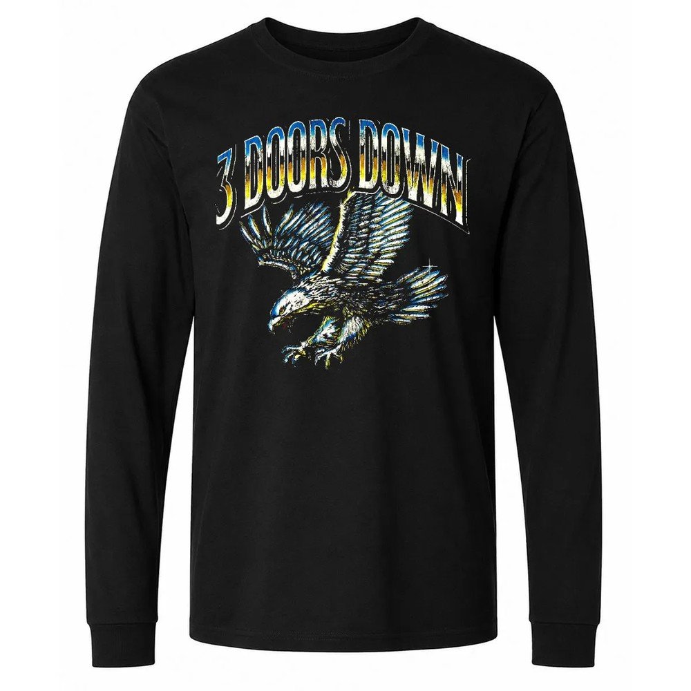 3 Doors Down Chrome Eagle Vintage Black T-Shirt 3 Doors Down Chrome Eagle Vintage Black T-Shirt