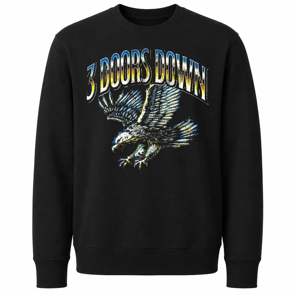 3 Doors Down Chrome Eagle Vintage Black T-Shirt 3 Doors Down Chrome Eagle Vintage Black T-Shirt
