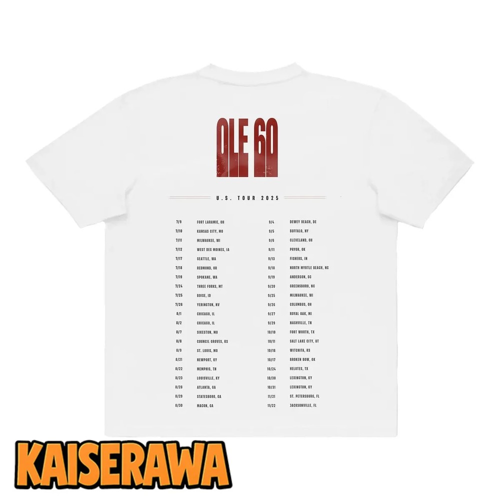 Ole 60 Merch 2025 White Tour T-Shirt Ole 60 Merch 2025 White Tour T-Shirt