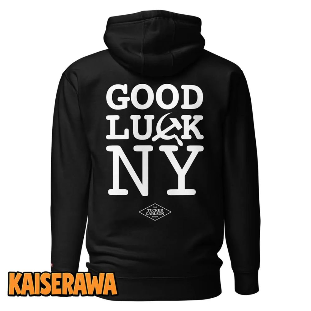 Tucker Carlson Merch NY Commie Black Hoodie Tucker Carlson Merch NY Commie Black Hoodie
