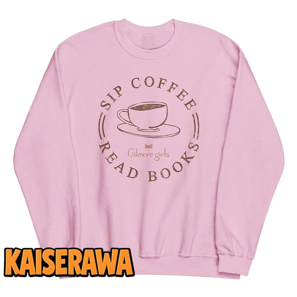 Gilmore Girls Merch Sip Coffee Read Books Sweatshirt – Light Pink Gilmore Girls Merch Sip Coffee Read Books Sweatshirt – Light Pink