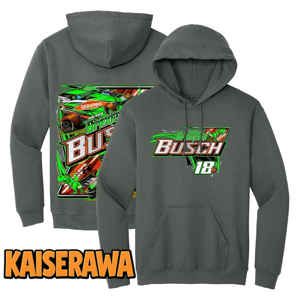Brexton Busch Merch 18B Micro Sprint Charcoal 2-Spot Hoodie Brexton Busch Merch 18B Micro Sprint Charcoal 2-Spot Hoodie