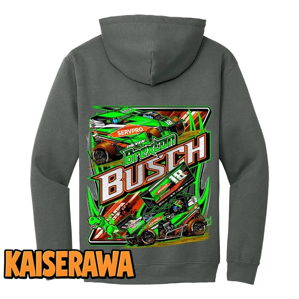 Brexton Busch Merch 18B Micro Sprint Charcoal 2-Spot Hoodie Brexton Busch Merch 18B Micro Sprint Charcoal 2-Spot Hoodie