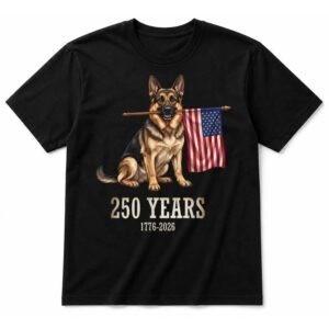 German Shepherd American Flag 250 Years Patriotic Dog Lovers T-Shirt