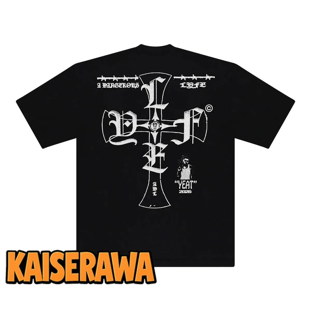 Yeat Merch A Dangerous Lyfe Cross T-Shirt – Black Yeat Merch A Dangerous Lyfe Cross T-Shirt – Black
